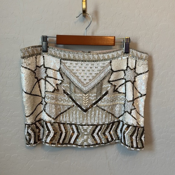 ALLSAINTS Newaz Beaded Mini Skirt Y2K Size 6 - Picture 1 of 5